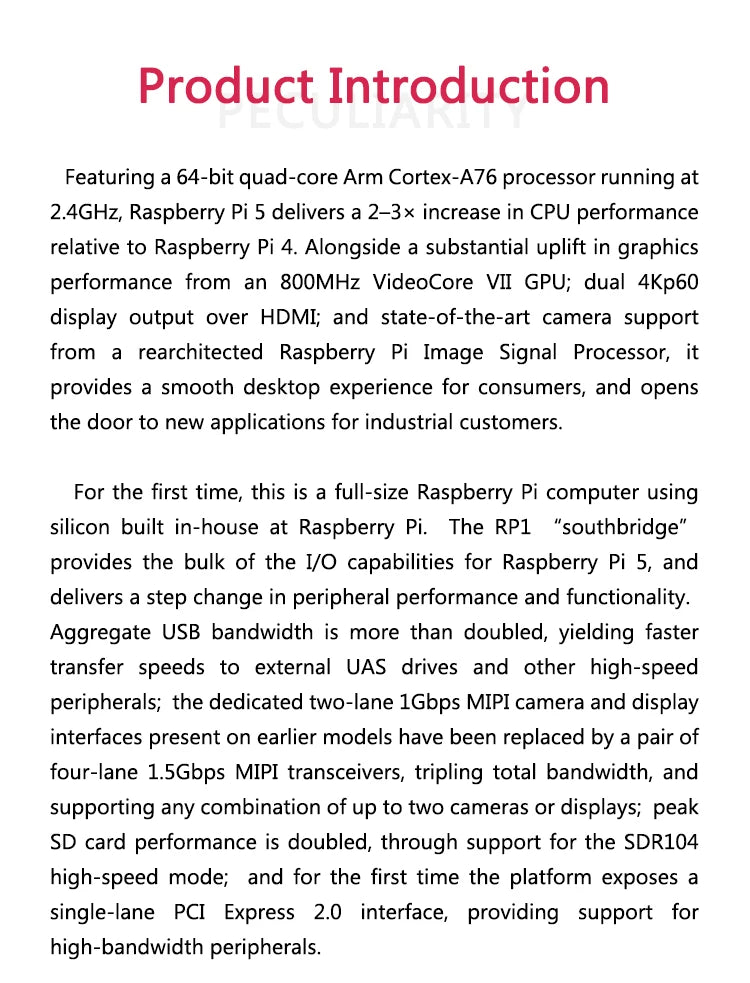 لوحة Raspberry Pi 5 Cortex-A76 Linux 4GB 8GB Arm Board Python Programlama PCIe Gigabit Ethernet USB3.0