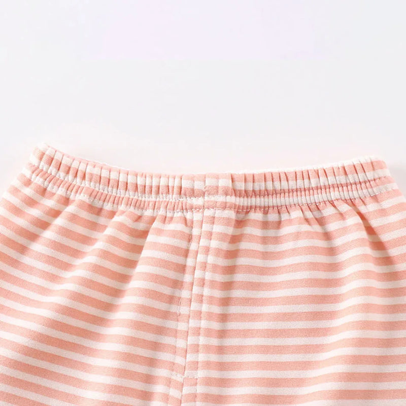 مجموعة ملابس دافئة للأطفال مبطنة بالصوف للأطفال الأولاد والبنات ملابس داخلية مخططة مجموعة ملابس نوم مثالية للمنزل بيجامات الخريف والشتاء