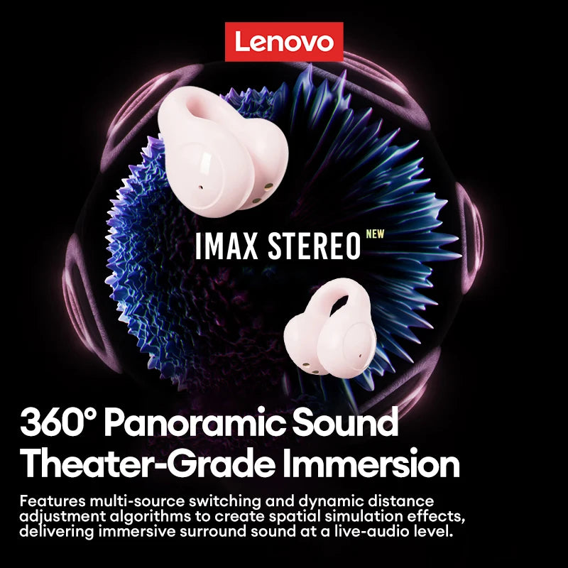 سماعة لينوفو LP25 OWS بلوتوث 5.4 لاسلكية، عمر بطارية طويل، سماعة رأس للألعاب مزودة بخاصية إلغاء الضوضاء، ستيريو عالي الدقة مع ميكروفون