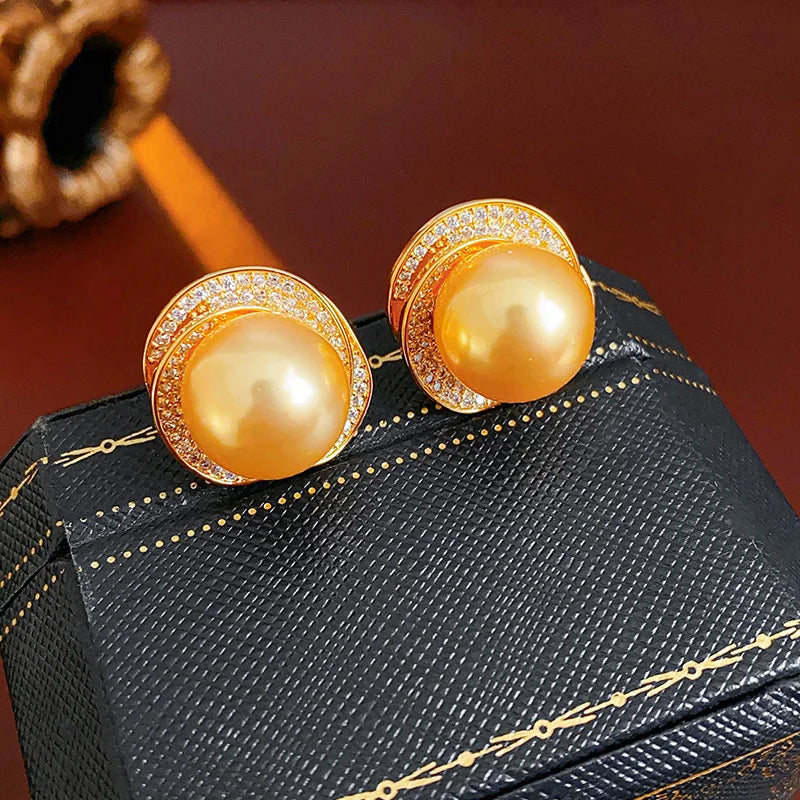 أقراط أذن دائرية مجوفة من الزركون للنساء، أقراط أذن فريدة غير منتظمة من اللؤلؤ الصناعي، مناسبة لحفلات الزفاف M1