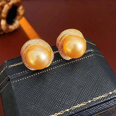 أقراط أذن دائرية مجوفة من الزركون للنساء، أقراط أذن فريدة غير منتظمة من اللؤلؤ الصناعي، مناسبة لحفلات الزفاف M1