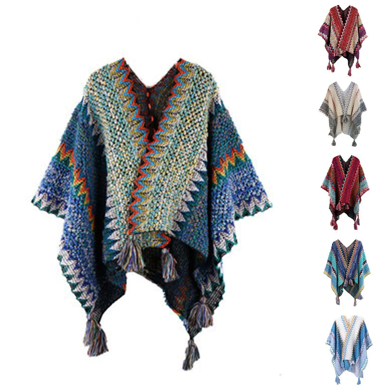 Winter Poncho Coat Women Outfits Casual Chaqueta Mujer Loose Sweater Clothing Vintage Pull Femme Knitted Cardigan Woman Jackets