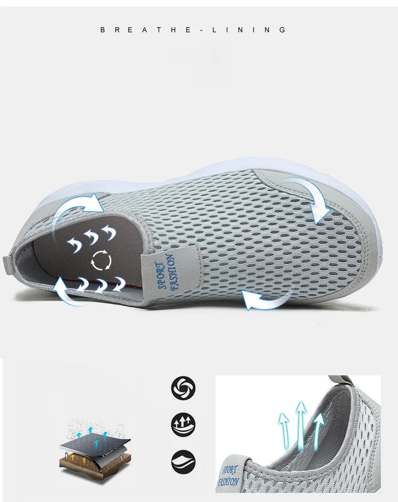 أحذية رياضية رجالية من YRZL مصنوعة من شبكة قابلة للتهوية أحذية رجالية كاجوال غير قابلة للانزلاق أحذية بدون كعب كبيرة الحجم للمشي أحذية تنس خفيفة الوزن للرجال