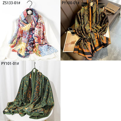 2024 جديد شال حرير ساتان حجاب نسائي شالات مرقعة وشاح رأس نسائي شال أنيق شال ناعم من الباشمينا