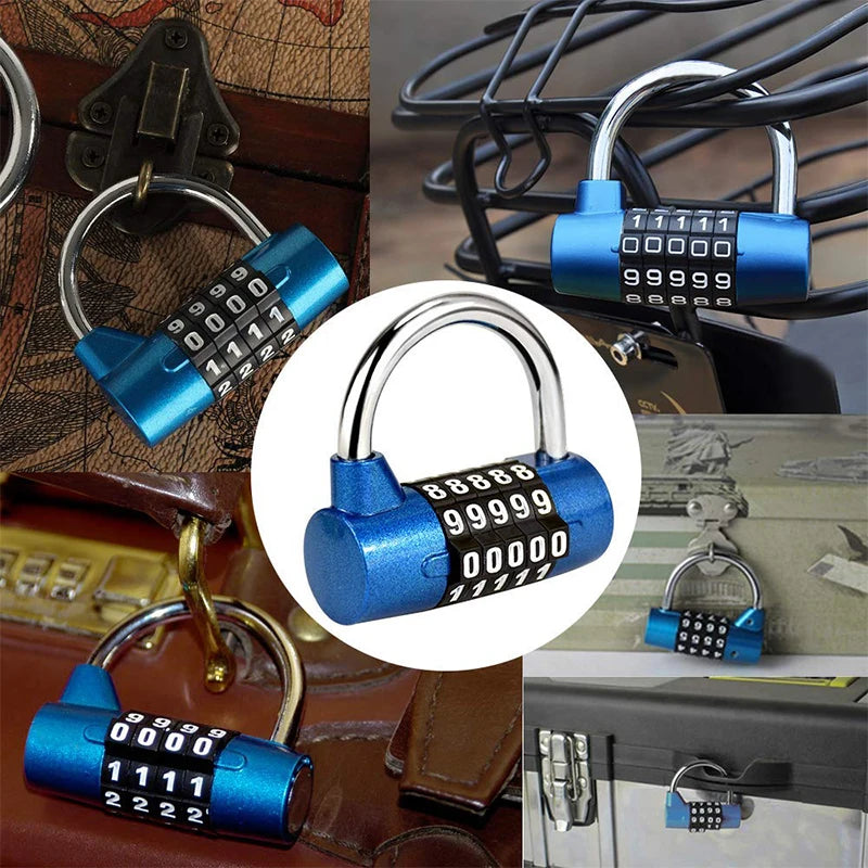 قفل رقمي بخمسة كلمات مرور من سبائك الزنك، قفل بكلمة مرور، قفل باب، خزانة، درج، دراجة نارية، خزانة للطلاب