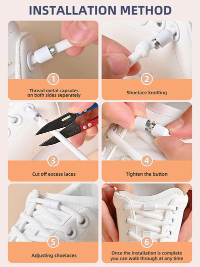 أربطة أحذية مرنة بدون رباط، أربطة أحذية نصف دائرية للأطفال والكبار، أربطة أحذية سريعة الارتداء، أربطة قفل معدنية، أربطة أحذية