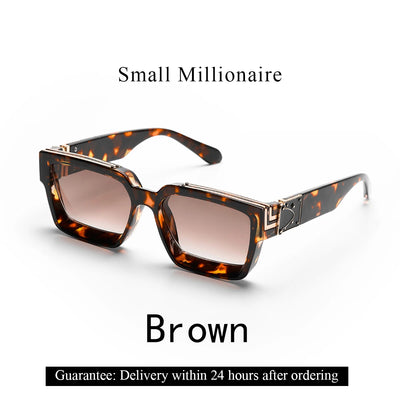 نظارات شمسية فاخرة من Ruiao Retro Black Millionaire Shades 2025 للرجال من تصميم العلامة التجارية الشهيرة نظارات شمسية مربعة للرجال والنساء