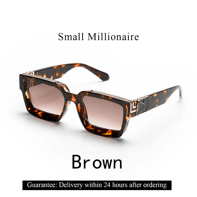 نظارات شمسية فاخرة من Ruiao Retro Black Millionaire Shades 2025 للرجال من تصميم العلامة التجارية الشهيرة نظارات شمسية مربعة للرجال والنساء