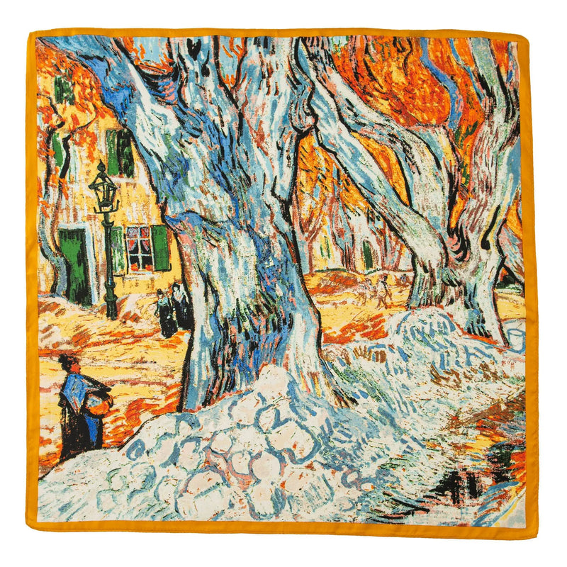 وشاح حريري مربع فاخر مطبوع باللون الأصفر بتصميم ريترو جديد لعام 2025 مصنوع من حرير التوت بنسبة 100% من فور سيزونز