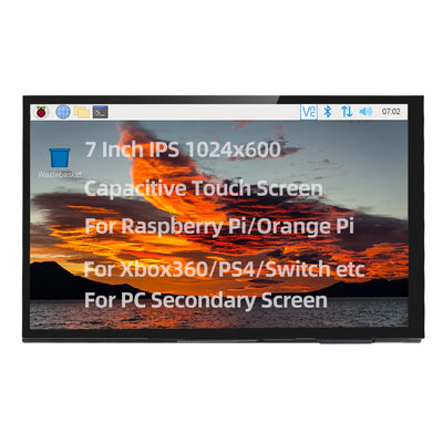 شاشة Raspberry Pi 5 تعمل باللمس مقاس 7 بوصات IPS 1024x600 HD LCD متوافقة مع HDMI لشاشة ثانوية RPI 4B 3B+ OPI 5 AIDA64 PC