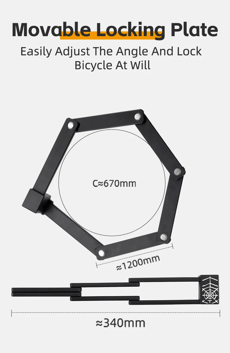 قفل دراجة محمول قابل للطي من ويست بايكينج، قفل أمان متين مضاد للسرقة، قفل دراجة كهربائية، ملحقات دراجات الطرق الجبلية