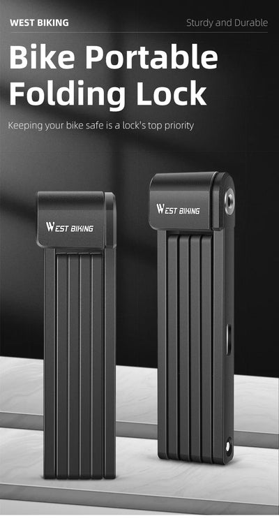 قفل دراجة محمول قابل للطي من ويست بايكينج، قفل أمان متين مضاد للسرقة، قفل دراجة كهربائية، ملحقات دراجات الطرق الجبلية