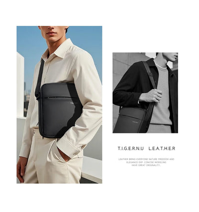 حقائب كتف من Tigernu للرجال، حقائب رسول، حقائب كروسبودي من مادة TPU، حقيبة أنيقة للرجال لأجهزة iPad مقاس 9.7 بوصة، حقيبة سفر صغيرة بحزام