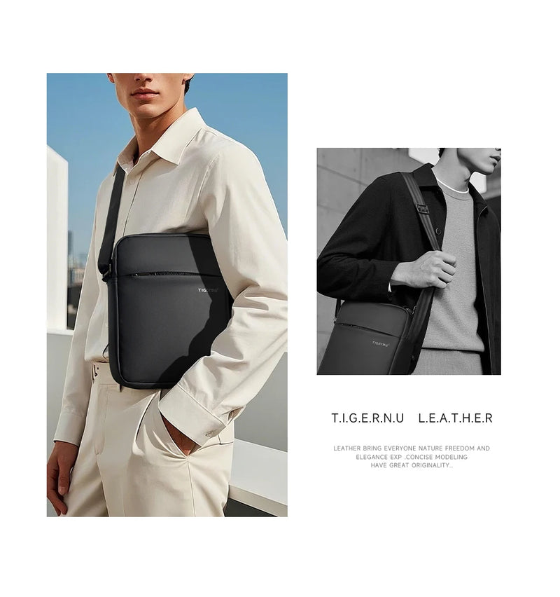 حقائب كتف من Tigernu للرجال، حقائب رسول، حقائب كروسبودي من مادة TPU، حقيبة أنيقة للرجال لأجهزة iPad مقاس 9.7 بوصة، حقيبة سفر صغيرة بحزام