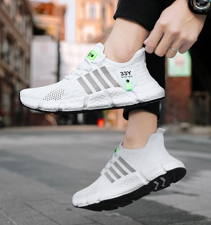 حذاء رجالي شبكي قابل للتنفس، حذاء مسطح عصري خفيف الوزن للمشي، مقاس كبير، حذاء تنس رجالي، حذاء جري ولياقة بدنية خارجي 2024