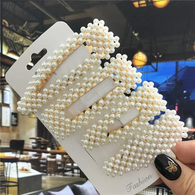 مجموعة واحدة من دبابيس الشعر المصنوعة يدويًا من اللؤلؤ للنساء، دبابيس شعر هندسية أنيقة على شكل زهرة، أغطية رأس للبنات، دبابيس شعر جميلة، إكسسوارات شعر