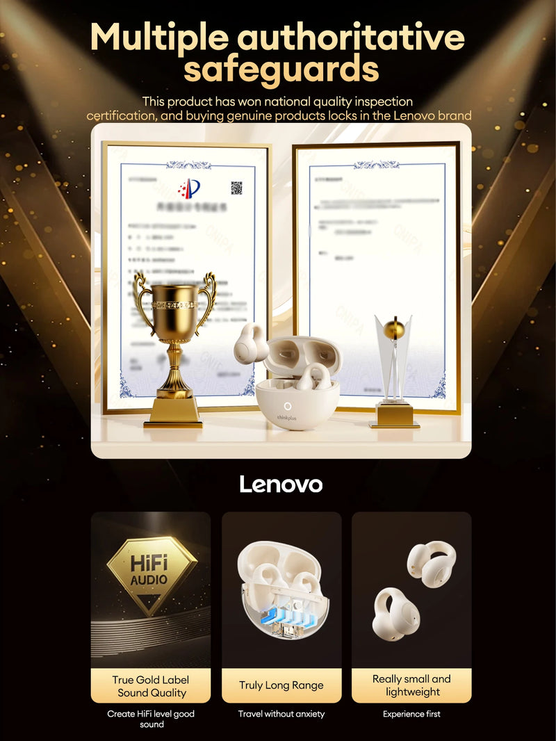 سماعة لينوفو LP25 OWS بلوتوث 5.4 لاسلكية، عمر بطارية طويل، سماعة رأس للألعاب مزودة بخاصية إلغاء الضوضاء، ستيريو عالي الدقة مع ميكروفون