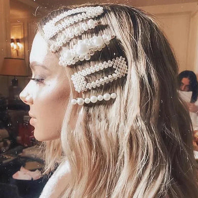 مجموعة واحدة من دبابيس الشعر المصنوعة يدويًا من اللؤلؤ للنساء، دبابيس شعر هندسية أنيقة على شكل زهرة، أغطية رأس للبنات، دبابيس شعر جميلة، إكسسوارات شعر