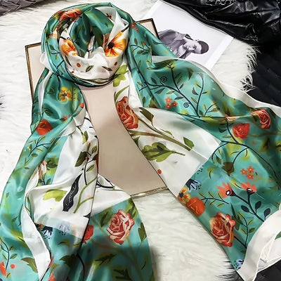 وشاح نسائي شتوي موضة 2016، عرض ساخن، أوشحة حرير التوت، شال حريري طويل للنساء، أزرق وقهوة، 180*110 سم