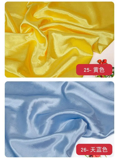 قماش ساتان كريستالي لامع سميك وثقيل بالمتر للملابس والفساتين وديكورات هانفو وقماش الخياطة اليدوي بلون أزرق سادة ومضاد للتجاعيد