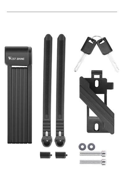 قفل دراجة محمول قابل للطي من ويست بايكينج، قفل أمان متين مضاد للسرقة، قفل دراجة كهربائية، ملحقات دراجات الطرق الجبلية