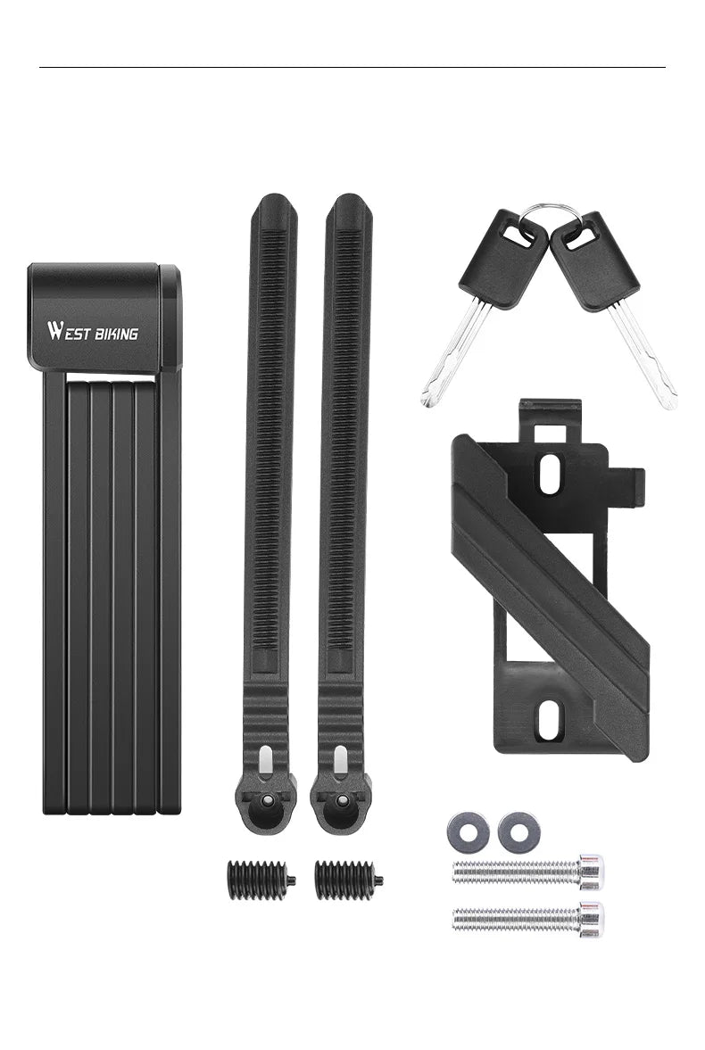قفل دراجة محمول قابل للطي من ويست بايكينج، قفل أمان متين مضاد للسرقة، قفل دراجة كهربائية، ملحقات دراجات الطرق الجبلية