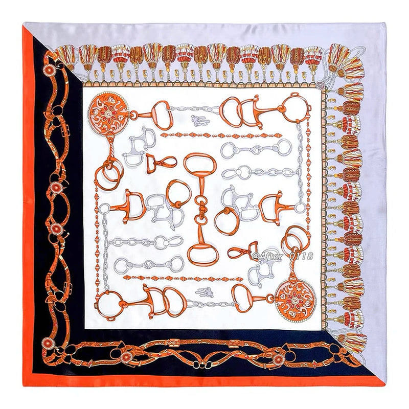 وشاح مربع نسائي من حرير التوت الخالص 100% مطبوع عليه رباط رأس ووشاح فاخر لزينة الشعر النسائية وأوشحة باندانا نسائية 53 سم