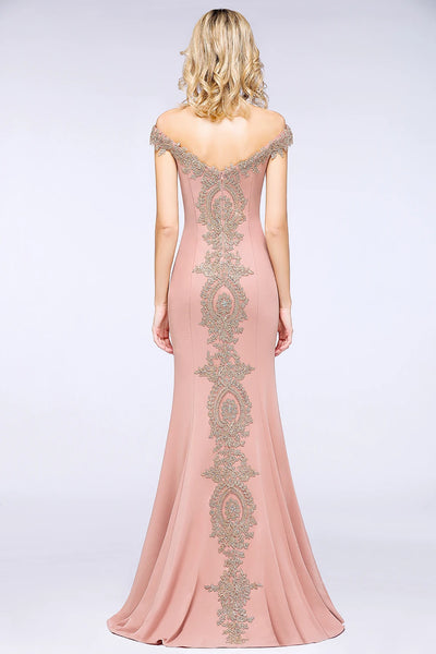 فساتين وصيفات العروس مثيرة مزينة بالذهب اللامع للنساء بدون أكتاف حورية البحر طويلة على شكل حرف A لحفلات الزفاف والضيوف