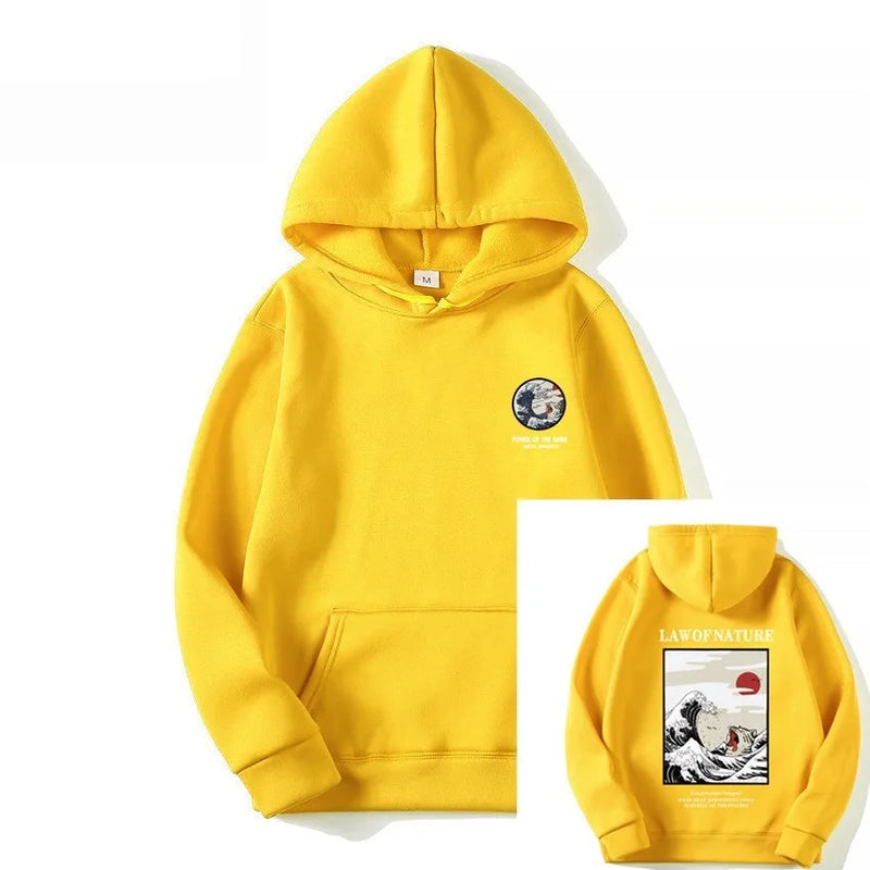 هودي بطبعة قطة ركوب الأمواج باللون الأبيض، سويت شيرت بقلنسوة عصري لخريف/شتاء 2022، سويت شيرت بقلنسوة للرجال والنساء