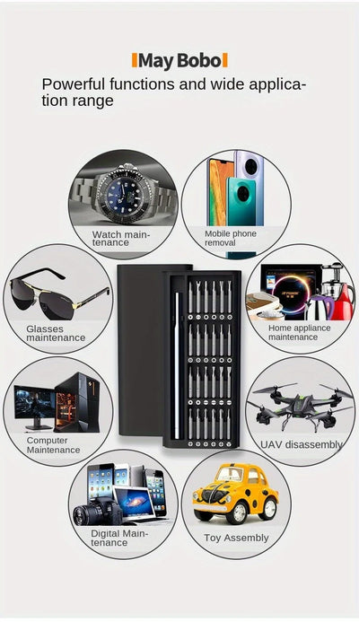 مجموعة مفكات براغي دقيقة 25 في 1، فيليبس توركس، رأس مسطح سداسي، رأس مفك براغي مغناطيسي لأجهزة iPhone وPC وساعة وكاميرا ونظارات