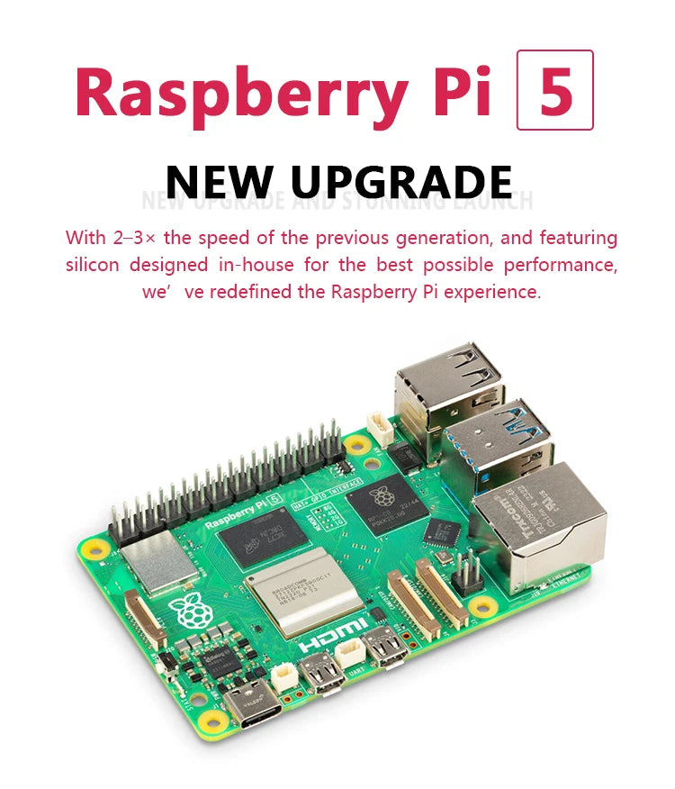 لوحة Raspberry Pi 5 Cortex-A76 Linux 4GB 8GB Arm Board Python Programlama PCIe Gigabit Ethernet USB3.0