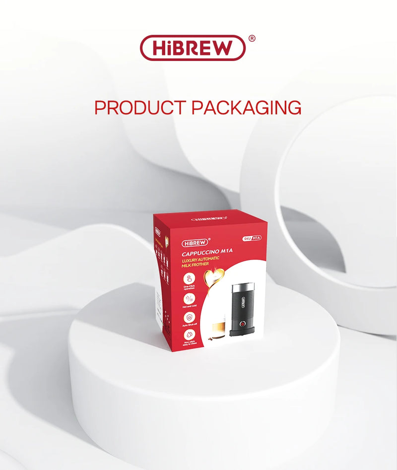 جهاز خفق الحليب الكهربائي HiBREW، جهاز خفق الرغوة، خلاط الشوكولاتة، لاتيه بارد/ساخن، كابتشينو، جهاز تسخين الحليب الأوتوماتيكي بالكامل، Cool M1A
