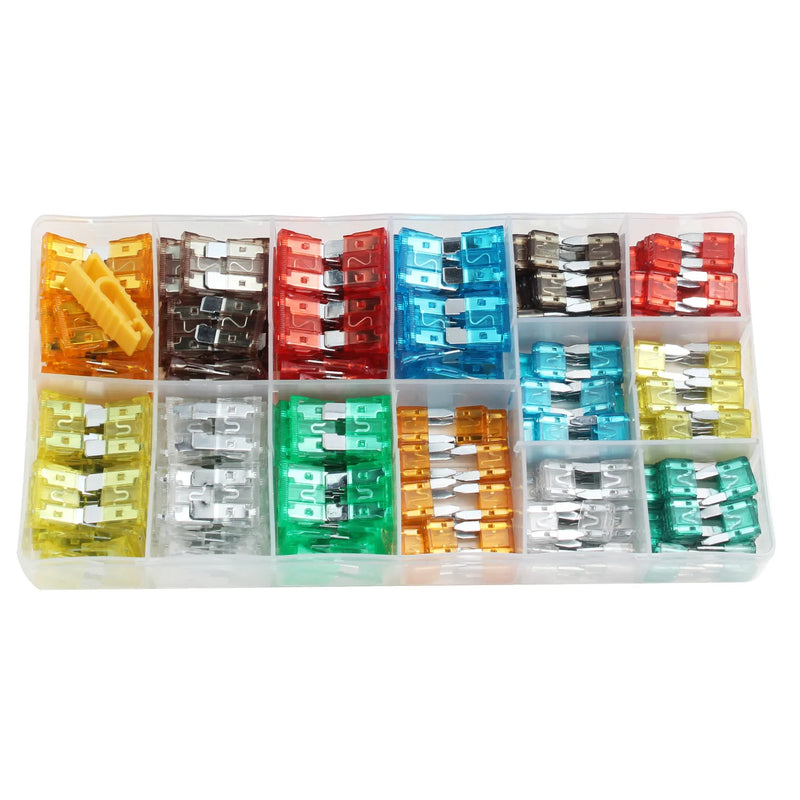 Fuse boxes come in various specifications, with 60 and 120PCS not having medium fuses, while 60PCS are packaged in bags