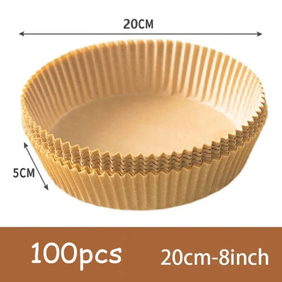 50 قطعة من ورق المقلاة الهوائية القابل للاستخدام مرة واحدة، ورق غير لاصق للخبز، بطانات ورق المقلاة الهوائية المستديرة، ملحقات ورقية للمطبخ