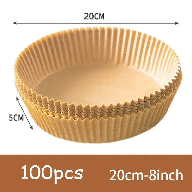 50 قطعة من ورق المقلاة الهوائية القابل للاستخدام مرة واحدة، ورق غير لاصق للخبز، بطانات ورق المقلاة الهوائية المستديرة، ملحقات ورقية للمطبخ