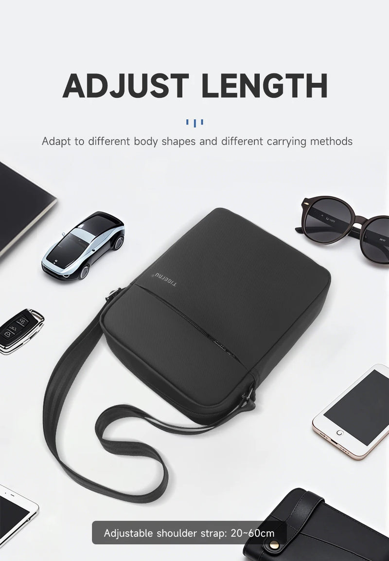 حقائب كتف من Tigernu للرجال، حقائب رسول، حقائب كروسبودي من مادة TPU، حقيبة أنيقة للرجال لأجهزة iPad مقاس 9.7 بوصة، حقيبة سفر صغيرة بحزام