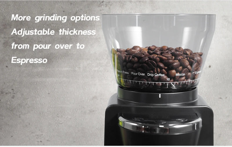 مطحنة قهوة كهربائية أوتوماتيكية من HiBREW مزودة بـ 31 ترسًا لتحضير قهوة الإسبريسو الأمريكية مع خاصية الصب وتخزين حبوب البن G3