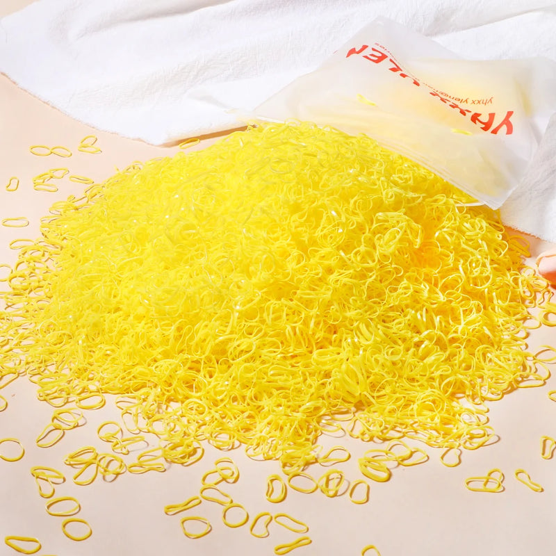 500/1000/2000 قطعة من أربطة الشعر المطاطية الملونة للاستخدام مرة واحدة للفتيات، وربطات الشعر للأطفال، وربطات ذيل الحصان، وإكسسوارات شعر الأطفال