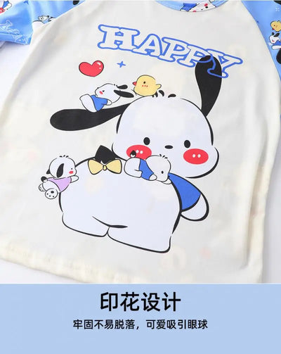 طقم بيجامات أطفال من قطعتين من الرسوم المتحركة بتصميم كرايون شين تشان بأكمام طويلة وبنطلون للبنات الصغار، ملابس نوم فضفاضة ولطيفة