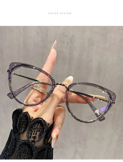 نظارات قصر النظر العصرية ذات التصميم المعدني على شكل عين القطة، غير عاكسة للضوء، متغيرة اللون، مضادة لقصر النظر، 038