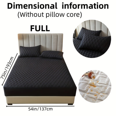 2/3pcs Set of Quilted Waterproof Bed Cover in Multiple Colors, Waterproof Mattress Protector, Bed Cover And Pillowcase Set, Non-Slip Full Coverage Bed Cover.