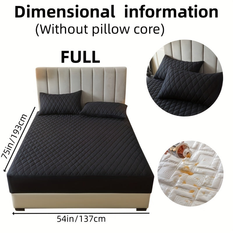 2/3pcs Set of Quilted Waterproof Bed Cover in Multiple Colors, Waterproof Mattress Protector, Bed Cover And Pillowcase Set, Non-Slip Full Coverage Bed Cover.