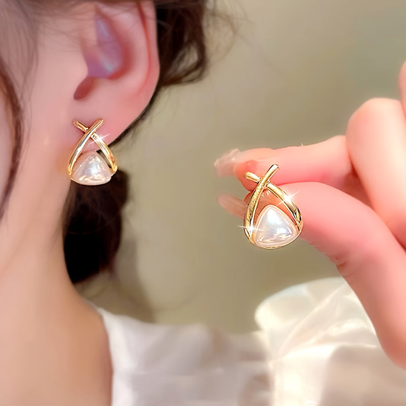 [NEW]A Pair of 2pcs, Geometric Triangle Bead Earrings, High-Quality Jewelry, Upgraded Temperament Earrings, High-End Decorative Earrings, Suitable for Daily Wear, Wedding Season Accessories, Suitable for Gifts for Girlfriends