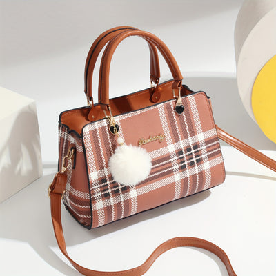 حقيبة ساتشل مزينة بأحرف، محفظة أنيقة بمقبض علوي، حقيبة كتف كبيرة الحجم للمكتب والعمل