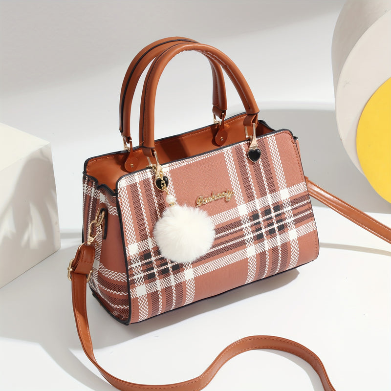 حقيبة ساتشل مزينة بأحرف، محفظة أنيقة بمقبض علوي، حقيبة كتف كبيرة الحجم للمكتب والعمل