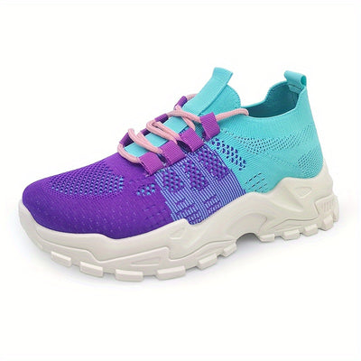 Women's Breathable Mesh Platform Sneakers, Casual Lace Up Outdoor Shoes, Comfortable Lwo Top Sport Shoes