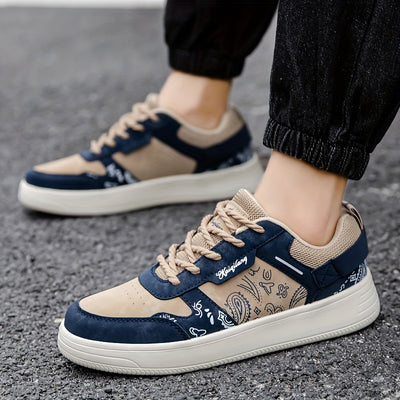 Women's Trendy Printed Sneakers, Casual Lace Up Outdoor Shoes, Comfortable Low Top Skate Shoes