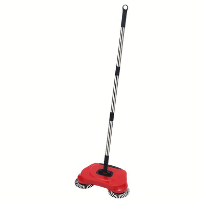 3in1 Manual Broom and Vacuum Combo with Long Handle - Automatic Deep Cleaning System, Sweeping, Mopping, Vacuuming - for Hardwood, Tile, Linoleum Floors - Ideal for Kitchen, Office, Living Room, Bedroom - Space-Saving Cleanin