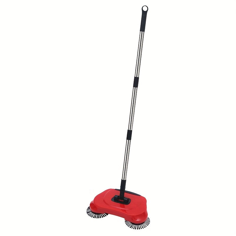 3in1 Manual Broom and Vacuum Combo with Long Handle - Automatic Deep Cleaning System, Sweeping, Mopping, Vacuuming - for Hardwood, Tile, Linoleum Floors - Ideal for Kitchen, Office, Living Room, Bedroom - Space-Saving Cleanin