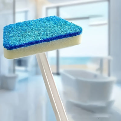 Long Handle Bathroom Wall and Floor Cleaning Brush with Removable Sponge Head - Ergonomic Durable Plastic Handle, Suitable for Tiles, Bathtubs, Mosaics Scrubbing - Multifunctional Household Cleaning Tool, No Electricity Requi